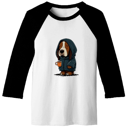Grumpy Coffee Lover Dog on Coffee Basset Hound Baseball Tees