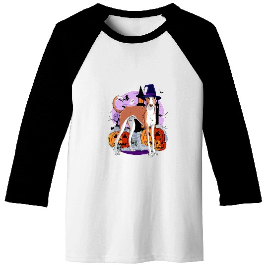 Ibizan Hound Cute Dog Halloween Witch Pumpkin Baseball Tees