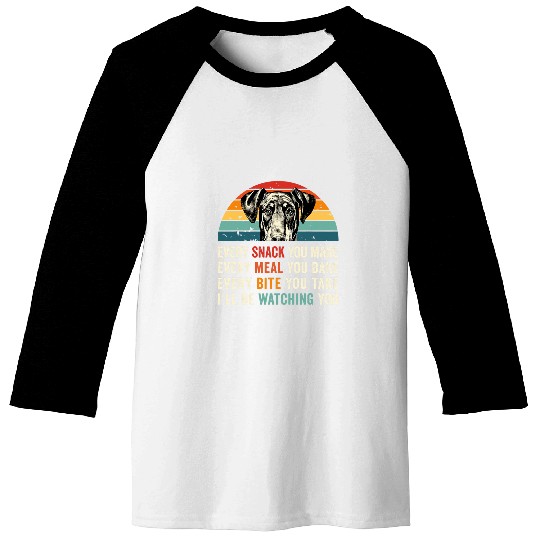 Retro Every snack you make Every meal you bake Dog Mom Dad 7 Baseball Tees