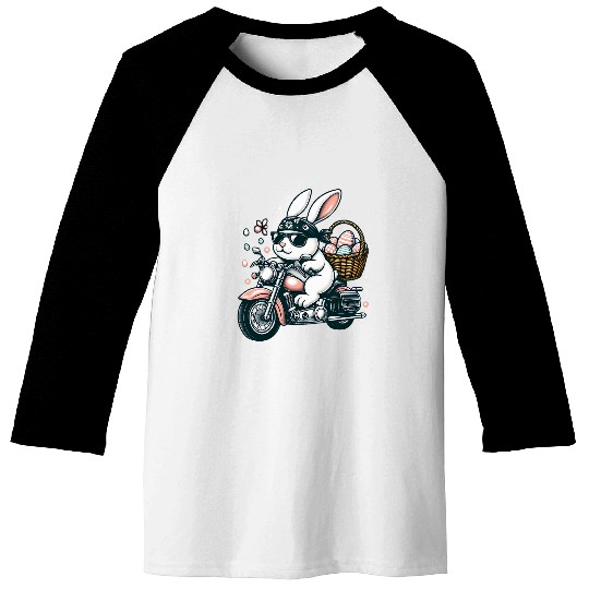 Motorcycle Bunny Easter Biker Eggs Baseball Tees