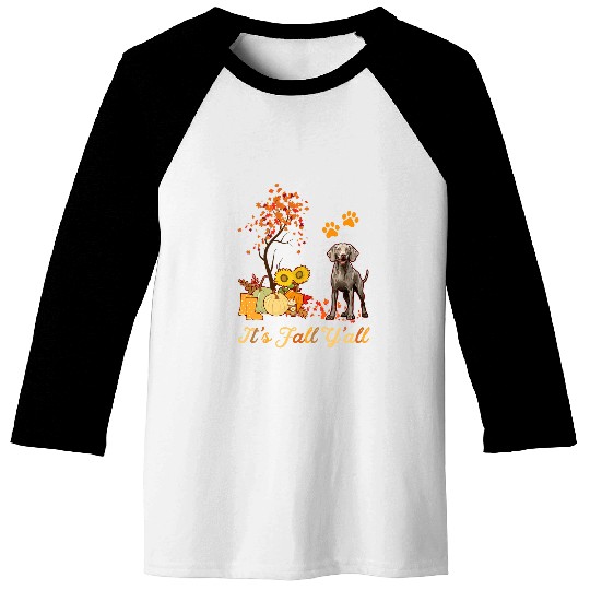 Weimaraner Fall Leaves Autumn Maple Tree Thanksgiving Baseball Tees