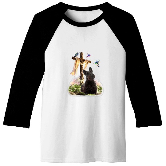 Dog Scottish Terrier Hummingbird and Cross Scottish Terrier Baseball Tees
