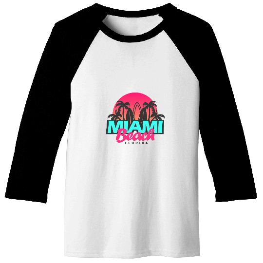 Retro South Beach Miami Florida Pop Art Baseball Tees