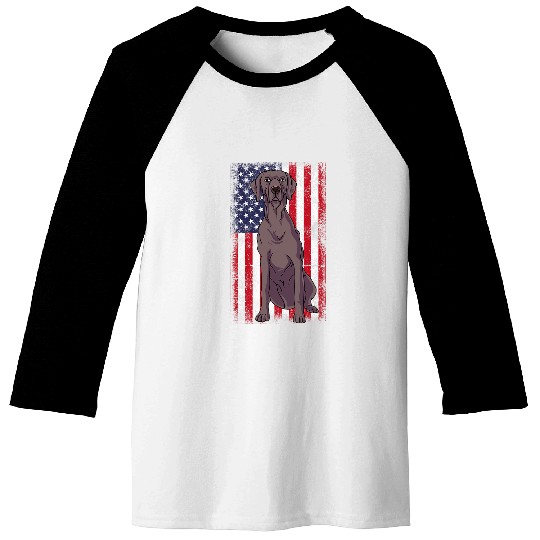 Weimaraner USA Flag Baseball Tees