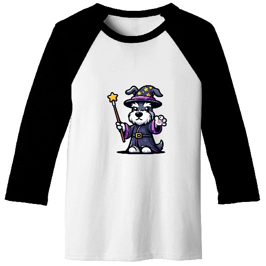 Schnauzer Wizard Funny Dog Magic Baseball Tees