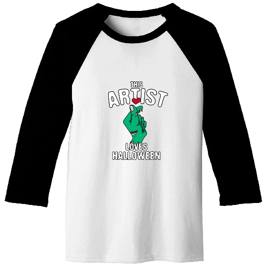 This Artist Loves Halloween Art Zombie Designer Corpse Scary 1 Baseball Tees