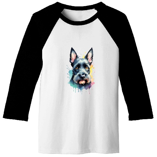 Schnauzer Portrait Dynamic Splash Unleash Joy Baseball Tees