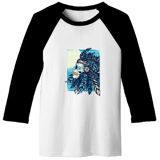 Native Skull Indigenous Peoples Day Baseball Tees
