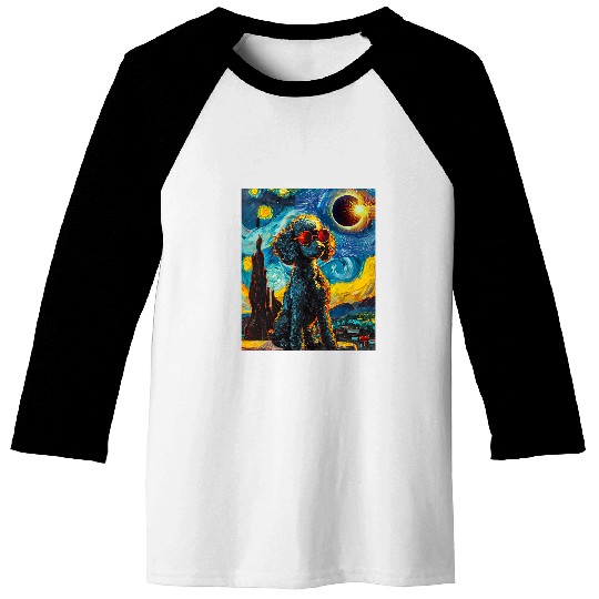 Total Solar Eclipse Poodle Dog Baseball Tees