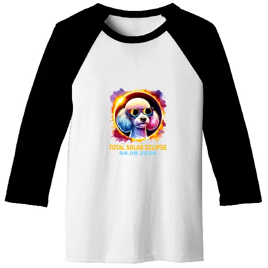 Total Solar Eclipse 2024 Poodle Dog Eclipse Glasses Colorful Baseball Tees
