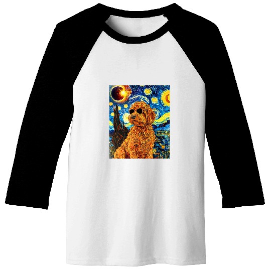 Total Solar Eclipse Goldendoodle Dog 1 Baseball Tees