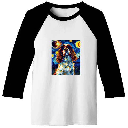 Total Solar Eclipse English Springer Spaniel Dog Baseball Tees