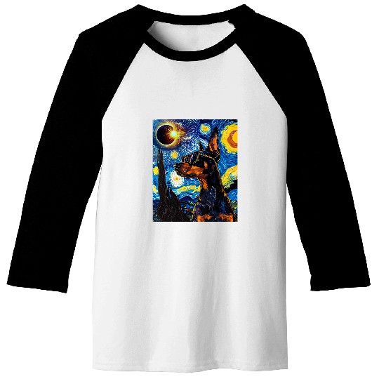 Total Solar Eclipse Doberman Dog Baseball Tees
