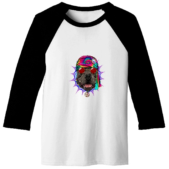 Hippie American Pit Bull Terrier Tie Dye Peace Sign Pet Dog Baseball Tees