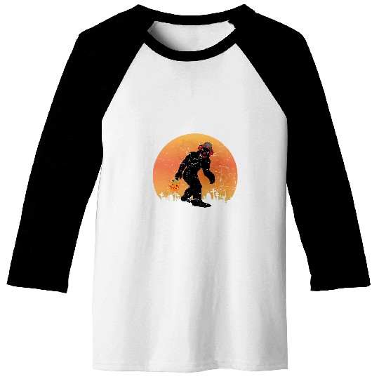 Scary Clown bigfoots Trick or Treating Candy Bucket Graveyard Baseball Tees