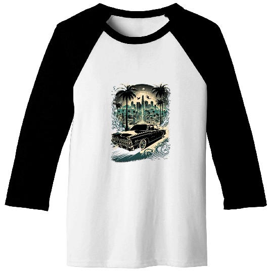 vintages Los Angeles Neighborhoods Retro Art Tees Graphic Baseball Tees
