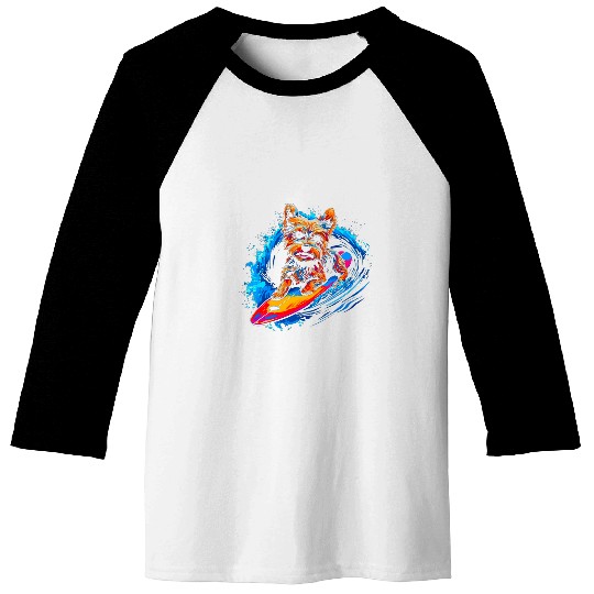 Yorkie Dog Yorkshire Terrier Surfing Baseball Tees