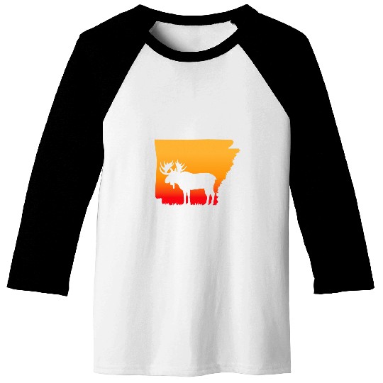 Moose or shed antler Hunting Arkansas Map art Hunter Baseball Tees