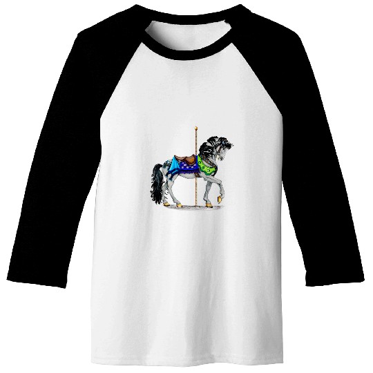 White Carousel Horse Baseball Tees