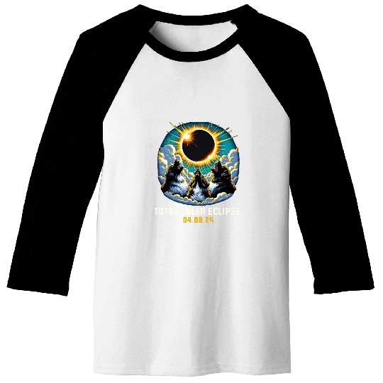 Newfoundland Dog Howling At Solar Eclipse Baseball Tees