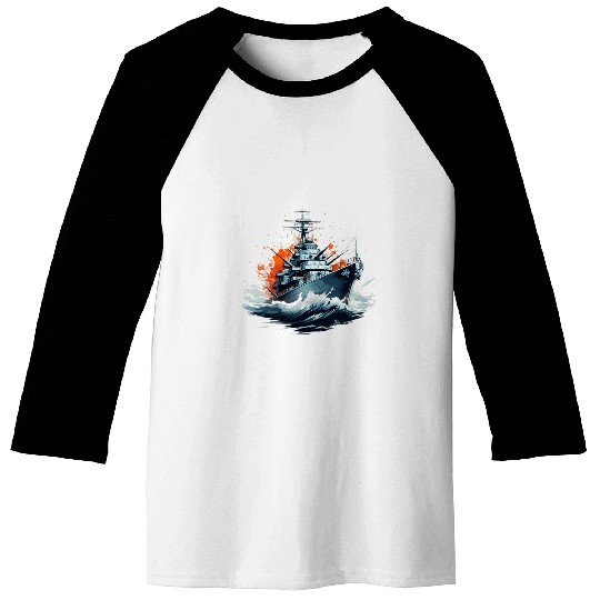 Modern Naval Battleship Inspiration Graphic Design Art Cool Baseball Tees