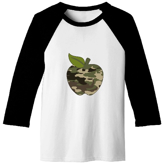 Apple Camoflauge Student Teacher Camo Military Tactical Boys Baseball Tees