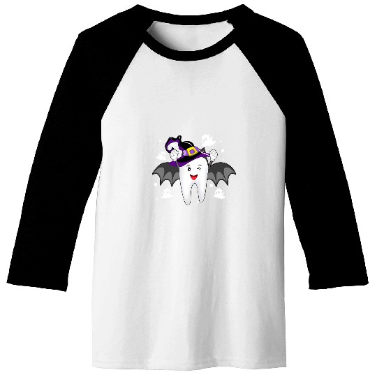 Tooth Bat Witch Funny dentists Halloween Costume Gifts Baseball Tees