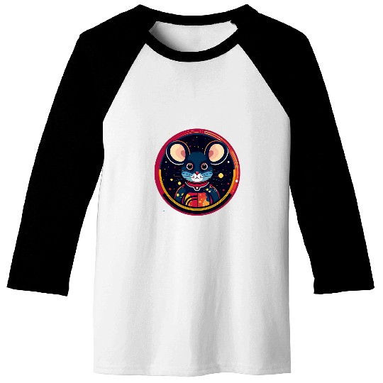 Mouse in Space Cute Galaxy Astronaut Animals Baseball Tees