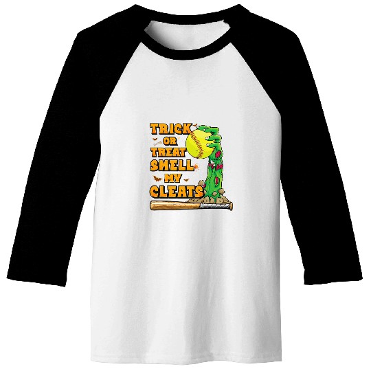 Zombie Hands Holding Softball Funny Scary Halloween Costume Baseball Tees