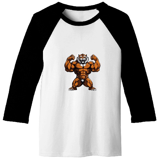 Tiger Muscles Gym Fitness Workout Training Beast Baseball Tees