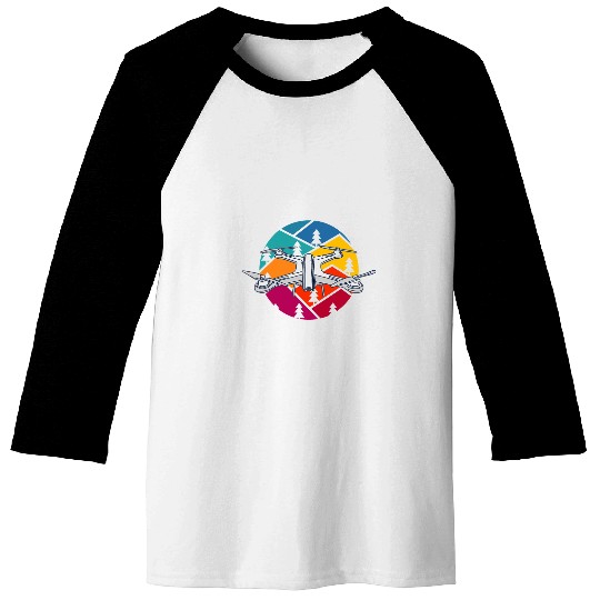 Retro Quadcopter Art For Quadrotor Drone Pilot Baseball Tees
