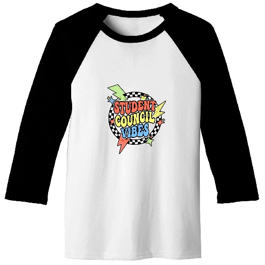 Retro Student Council Vibes Groovy School Student Council Baseball Tees
