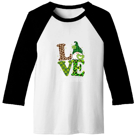 Reception Supervisor Love St Patricks Day Gnome Leopard Baseball Tees