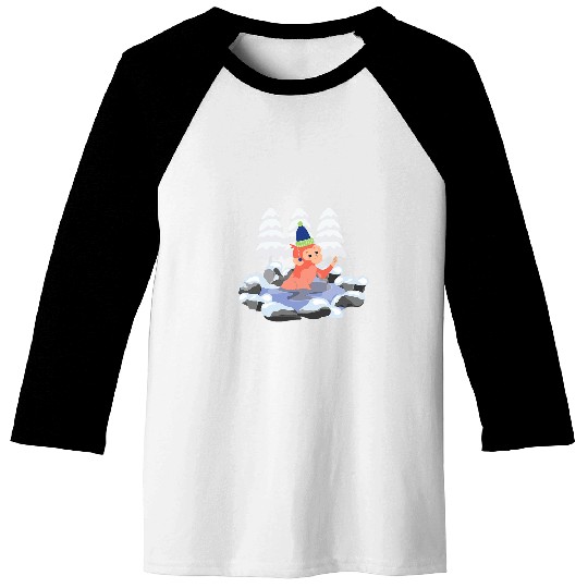 Monkey Ice Bathing Winter Refreshing Bath Baseball Tees