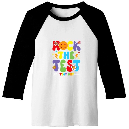 Rock The Test Testing Day Retro Motivational Student Teacher 2 Baseball Tees