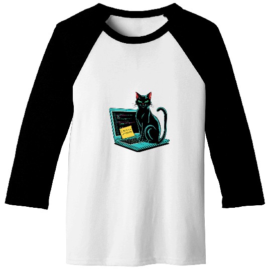 Cat I Work On Computers Coding Geek Design Baseball Tees