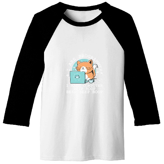 I Are Programmer Funny Cat Computer Nerd IT Coder Baseball Tees