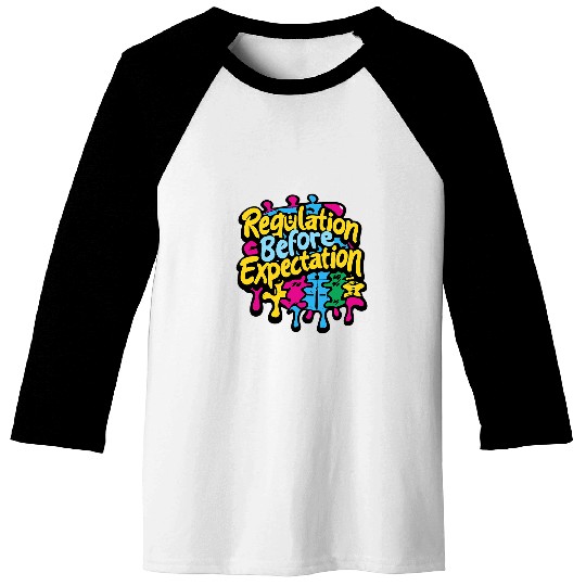 Retro Regulation Before Expectation Neurodiversity Therapist Baseball Tees