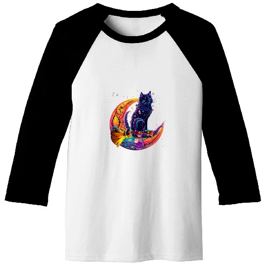 Sailor Meow Cute Moon Cat Space Magic Gothic Halloween Baseball Tees