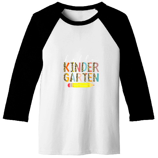Hello Kindergarten Leopard Back To School Teacher Student Baseball Tees