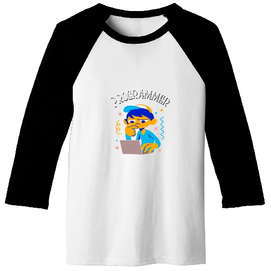 Boy on Computer Programmer Career Student Baseball Tees