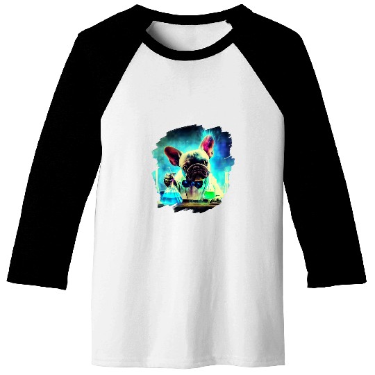 Frenchie Mad Scientist Mixing chemicalss Chemistry Science Baseball Tees