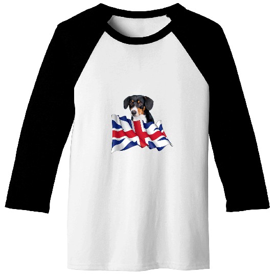 Union Jack Flag Dog Entlebucher Sennenhund Baseball Tees