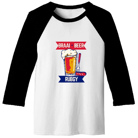 Braai Beer Rugby South African Baseball Tees