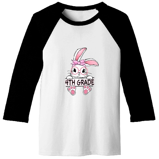 Love Bunny 4th Grade Student Easter Spring Rabbit School Baseball Tees
