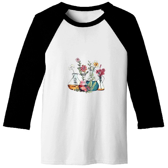 Floral Beakers Laboratory Chemistry Lab Scientist Lab Tech Baseball Tees