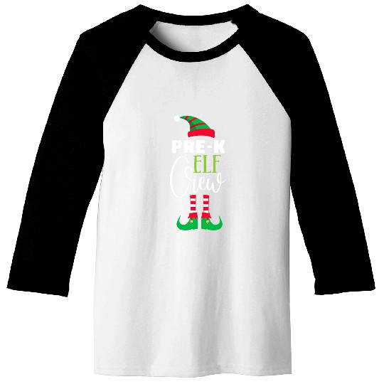 PreK Elf Crew Christmas Matching PJs Teacher Student Baseball Tees