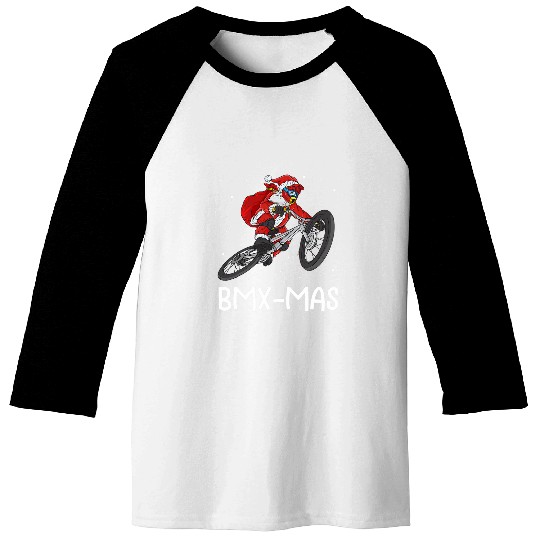 BMxmass Mountain Bike Santa Claus MTB BMX Christmas Baseball Tees
