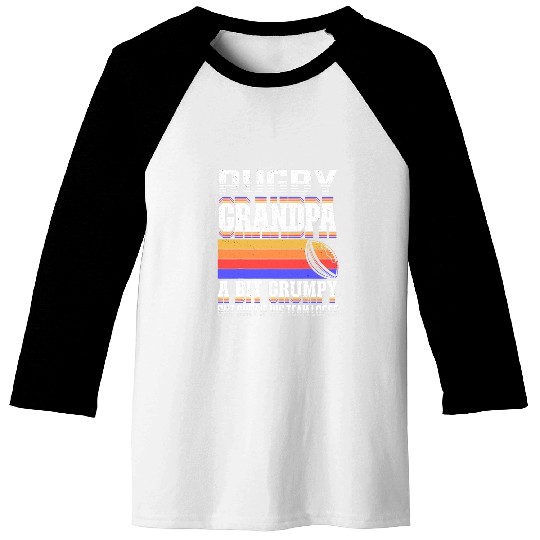 Mens Rugby Grandpa A Bit Grumpy Retro Grandfather Granddad Baseball Tees