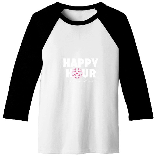 Funny Pickleball Happy Hour Pink Baseball Tees